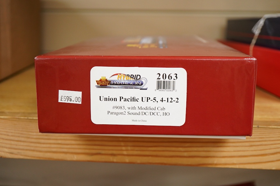 A boxed HO gauge Broadway Limited Paragon 2 Series (2063) model of Union Pacific UP-5, 5044, 4-12-2 locomotive with bogie tender, powered for two rail operation.